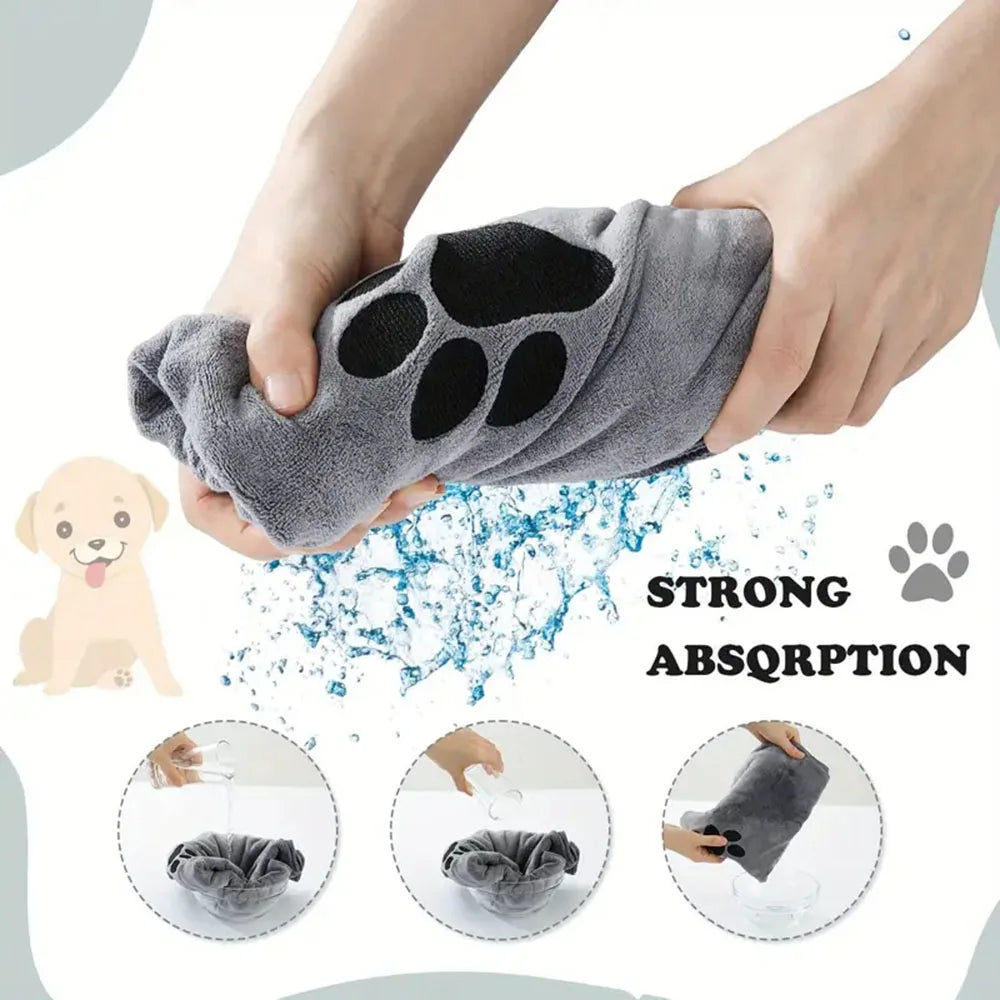 Microfiber Pet Bath Towel Embroidered Super Soft Absorbent Quick-Dry Thick Dog Cat Blanket For Dogs Bathrobe Grooming Supplies