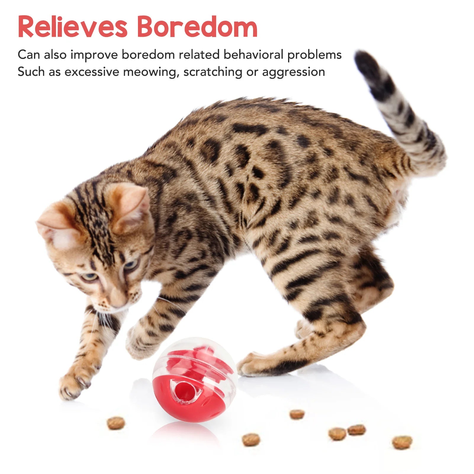 Cat Food Dispensing Ball  Cat Treat Dispensing Ball Bite Resistant Interactive Pet Slow Feeder Puzzle Ball for Kitten