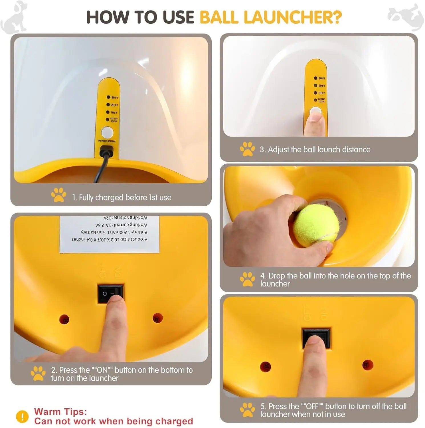 Dog Pitch Launcher, Automatic Ball Launcher with 6 Mini Tennis Balls, Interactive Dog Toys Indoor Outdoor Pitching Machine