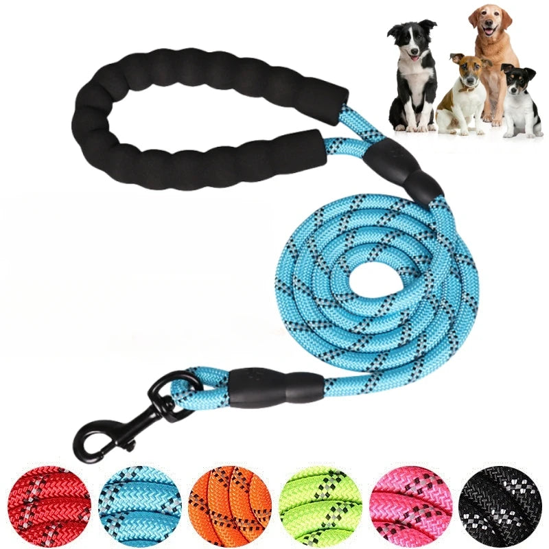 Reflective Nylon Strong Leashes for Dogs Soft Handle Dog Leash Reinforced Leash for Small Medium Large Dogs Big Dog Supplies