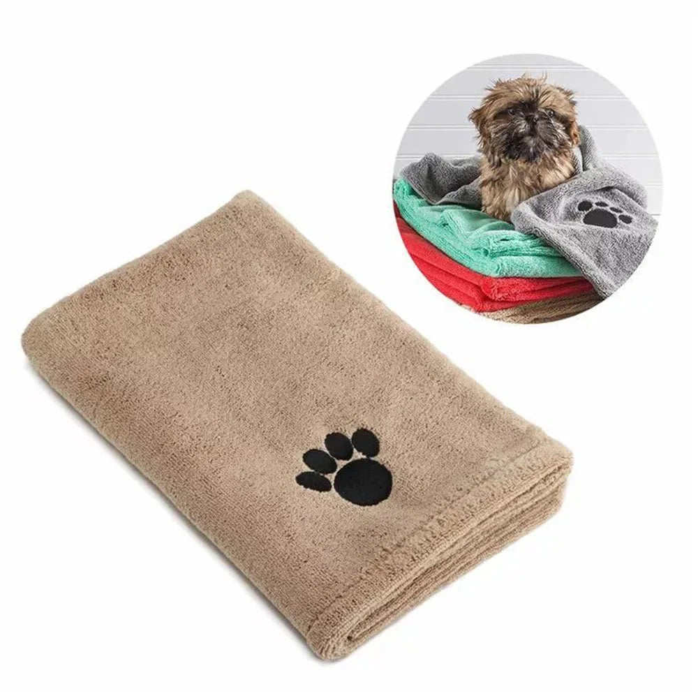 Microfiber Pet Bath Towel Embroidered Super Soft Absorbent Quick-Dry Thick Dog Cat Blanket For Dogs Bathrobe Grooming Supplies