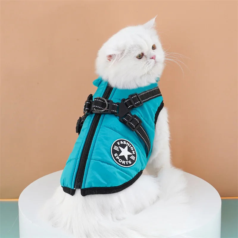 Large Pet Dog Jacket With Harness Winter Warm Dog Clothes For Labrador Waterproof Big Dog Coat Chihuahua French Bulldog Outfits